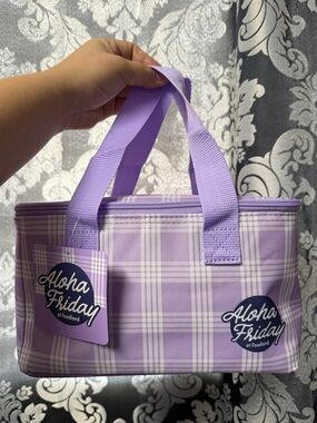 LIMITED EDITION FOODLAND HAWAII Lavender Plaid Insulated Tote